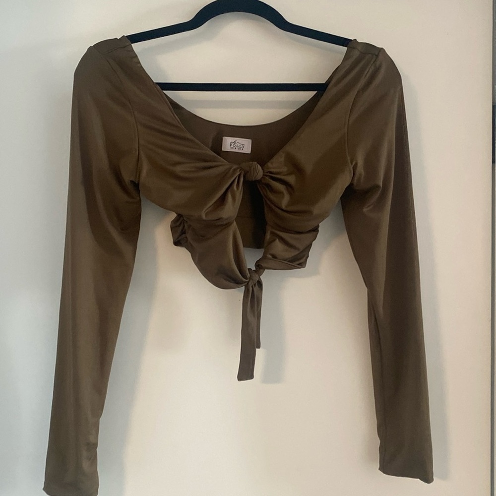 Olive green Oh Polly long sleeved crop top